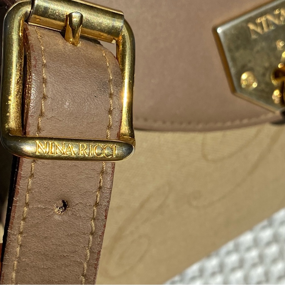 Vintage Nina Ricci Brown Trapezoidal Shoulder Bag with Gold Clasp - Picture 3 of 13